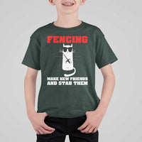 Funny Cat Fencing T Shirt For Kid Make Me New Friends And Stab Them - Wonder Print Shop