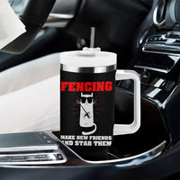Funny Cat Fencing Tumbler With Handle Make Me New Friends And Stab Them