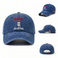 Funny Cat Fencing Washed Cotton Baseball Cap Make Me New Friends And Stab Them