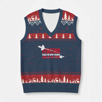 Funny Fencer V-Neck Knit Sweater Vest Fencing Make Me New Friends And Stab Them - Wonder Print Shop