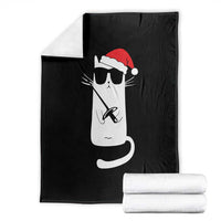 Funny Cat Fencing Christmas Throw Blanket Cute Kitty Lover - Wonder Print Shop