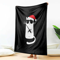 Funny Cat Fencing Christmas Throw Blanket Cute Kitty Lover - Wonder Print Shop