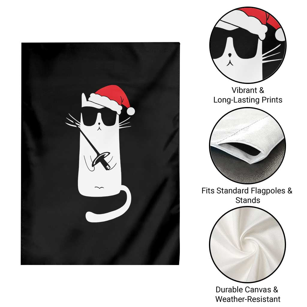 Funny Cat Fencing Christmas Garden Flag Cute Kitty Lover - Wonder Print Shop