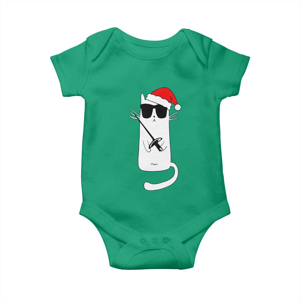 Funny Cat Fencing Christmas Baby Onesie Cute Kitty Lover - Wonder Print Shop