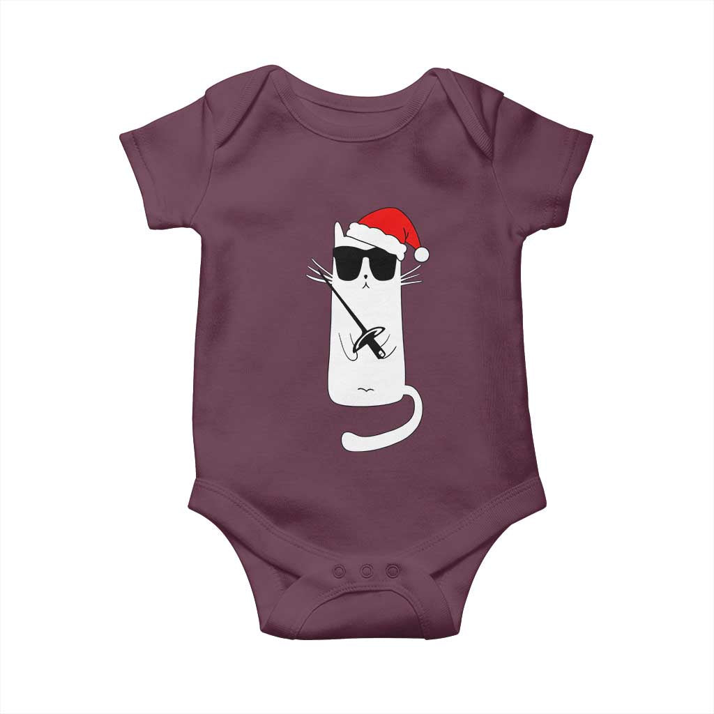 Funny Cat Fencing Christmas Baby Onesie Cute Kitty Lover - Wonder Print Shop
