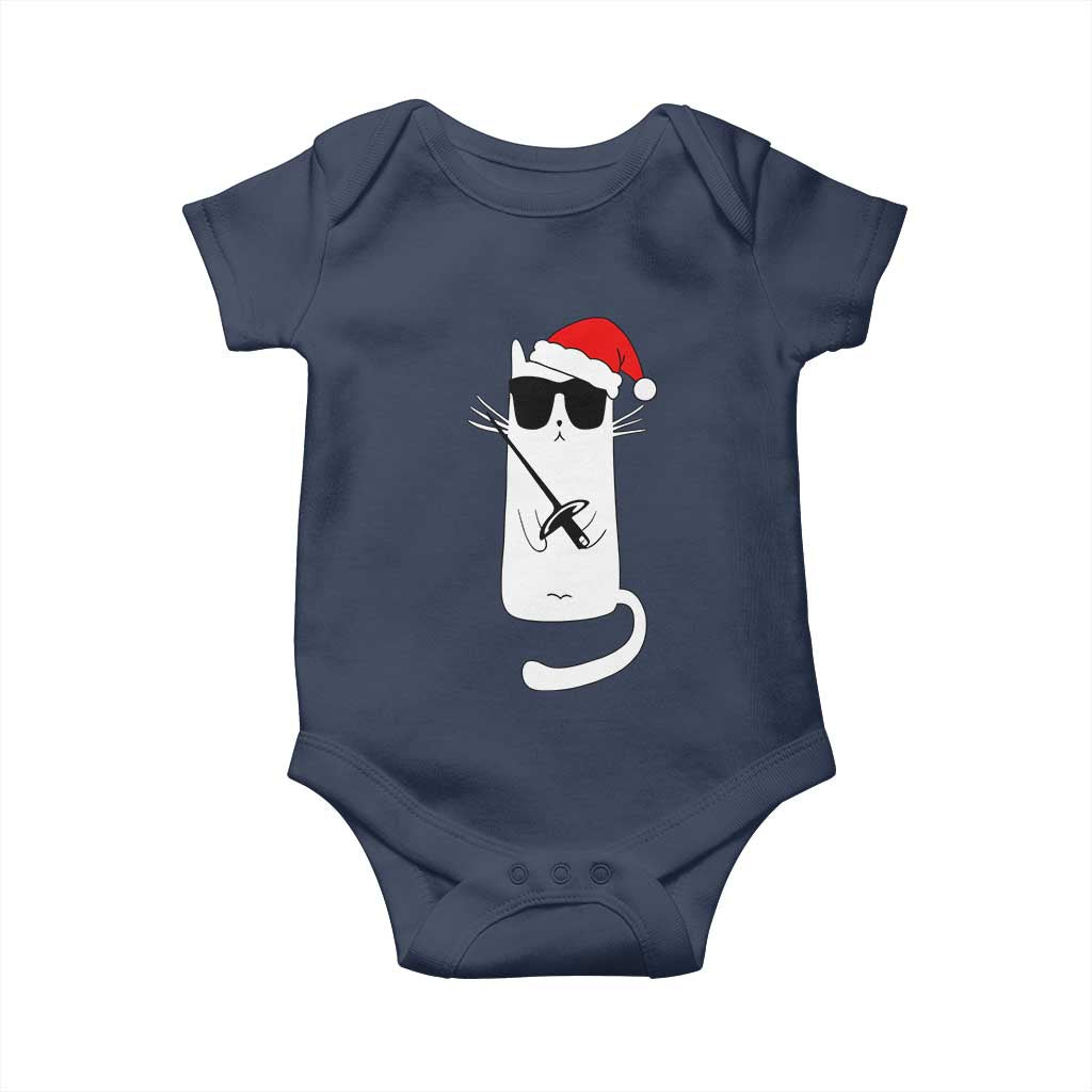 Funny Cat Fencing Christmas Baby Onesie Cute Kitty Lover - Wonder Print Shop