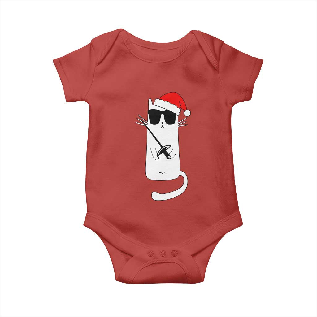 Funny Cat Fencing Christmas Baby Onesie Cute Kitty Lover - Wonder Print Shop