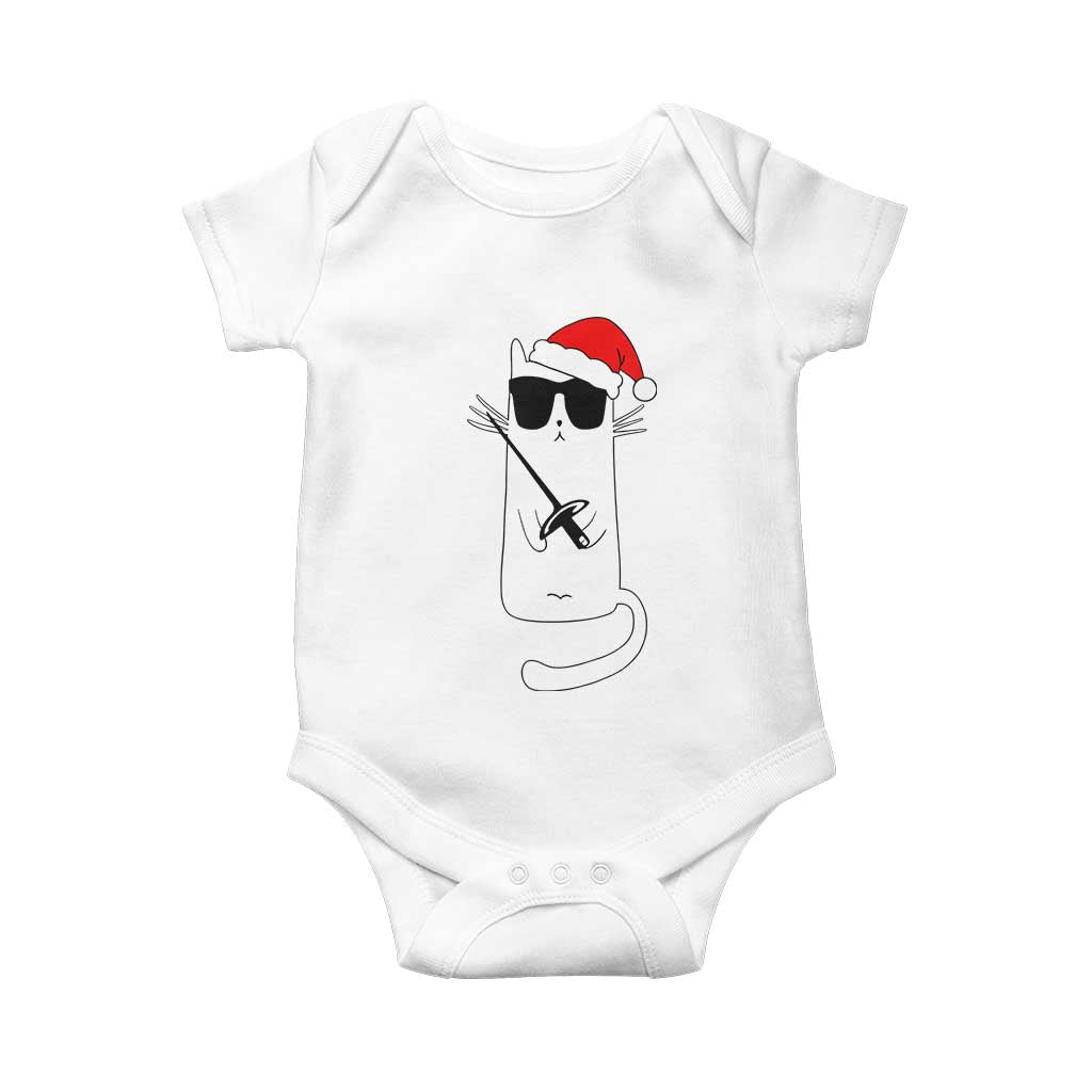 Funny Cat Fencing Christmas Baby Onesie Cute Kitty Lover - Wonder Print Shop