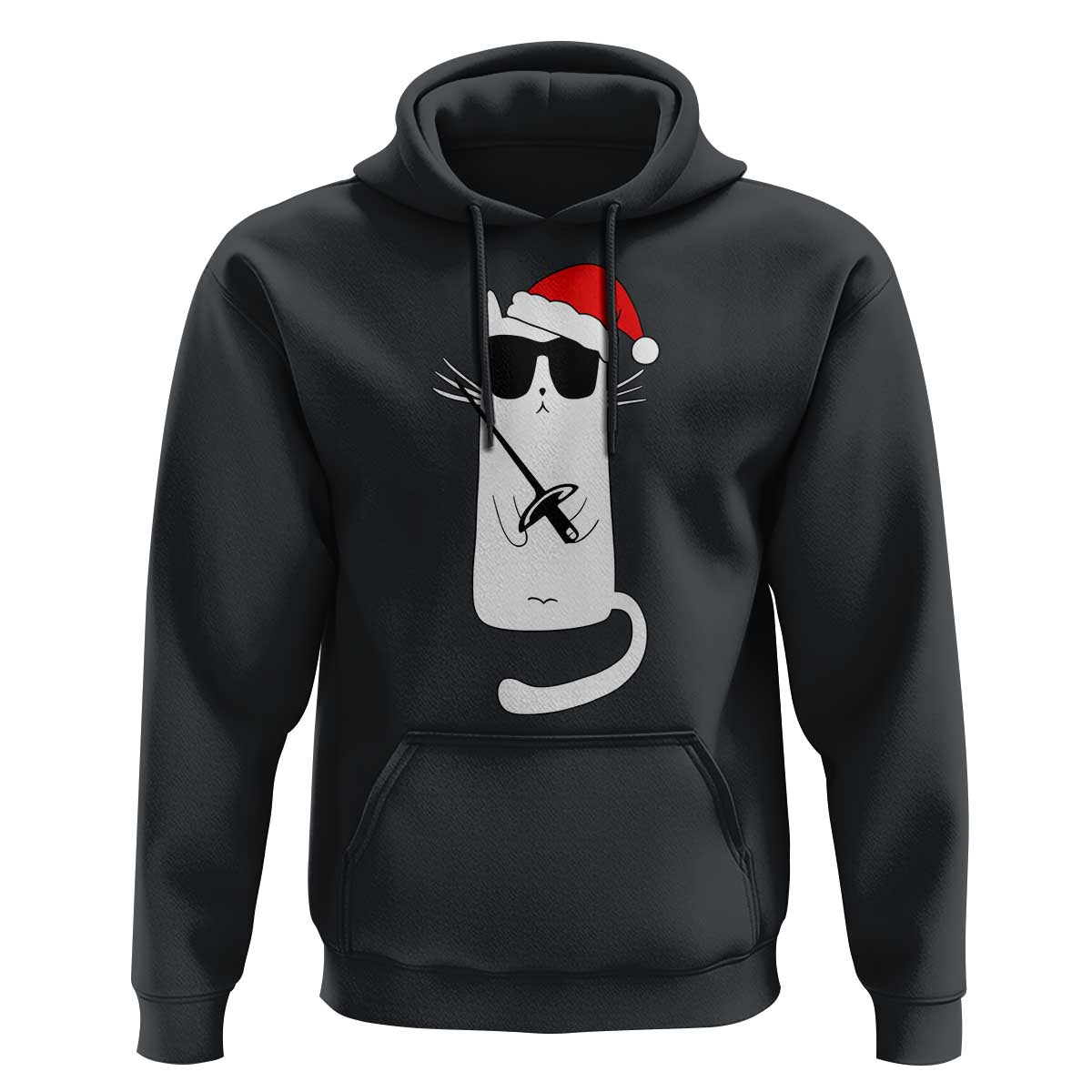 Funny Cat Fencing Christmas Hoodie Cute Kitty Lover - Wonder Print Shop