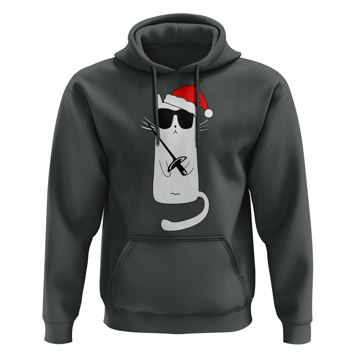 Funny Cat Fencing Christmas Hoodie Cute Kitty Lover - Wonder Print Shop