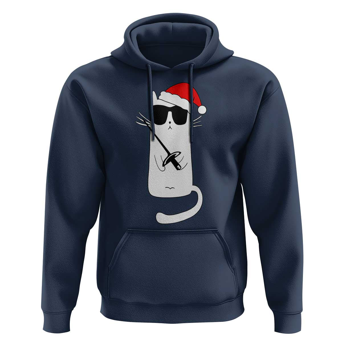 Funny Cat Fencing Christmas Hoodie Cute Kitty Lover - Wonder Print Shop