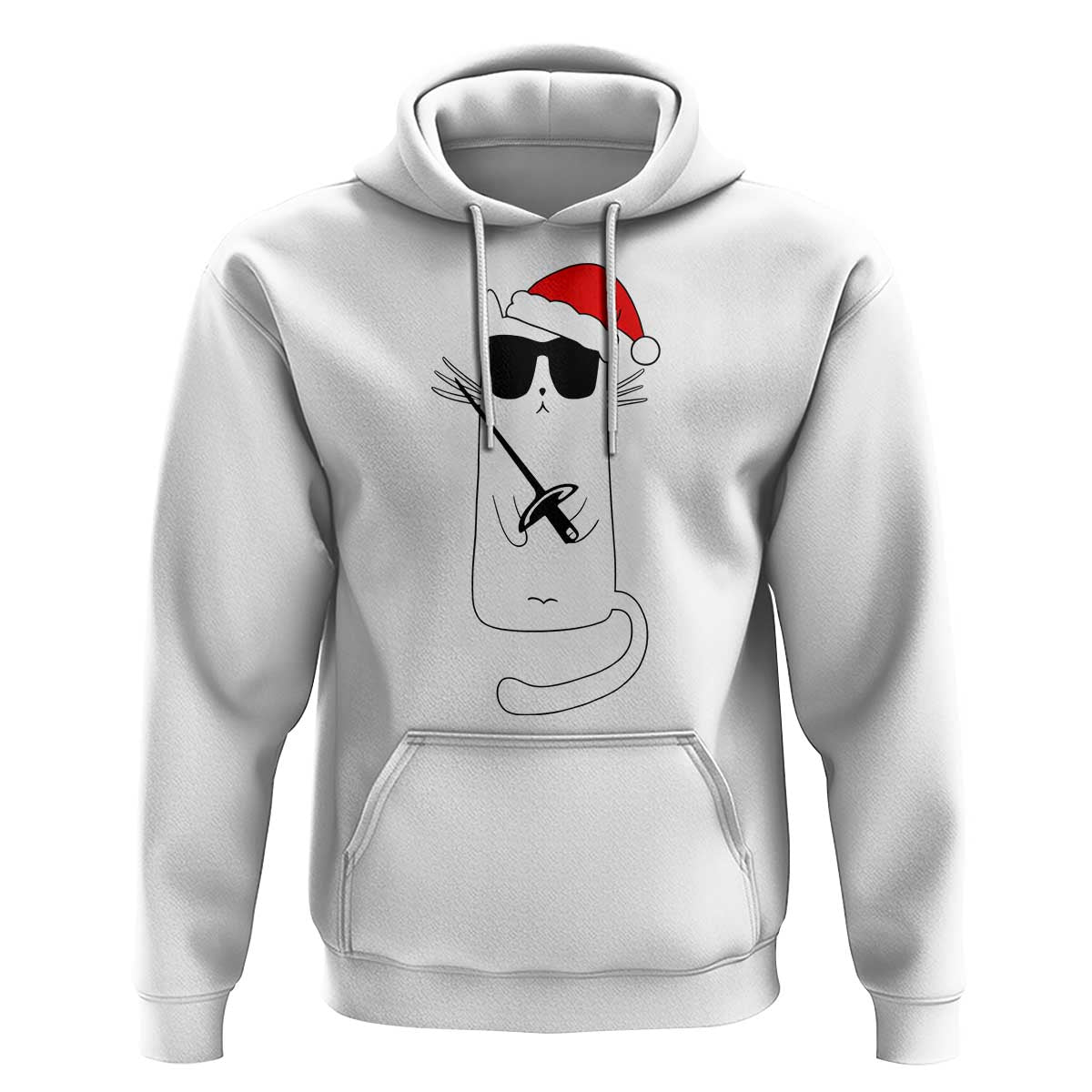 Funny Cat Fencing Christmas Hoodie Cute Kitty Lover - Wonder Print Shop