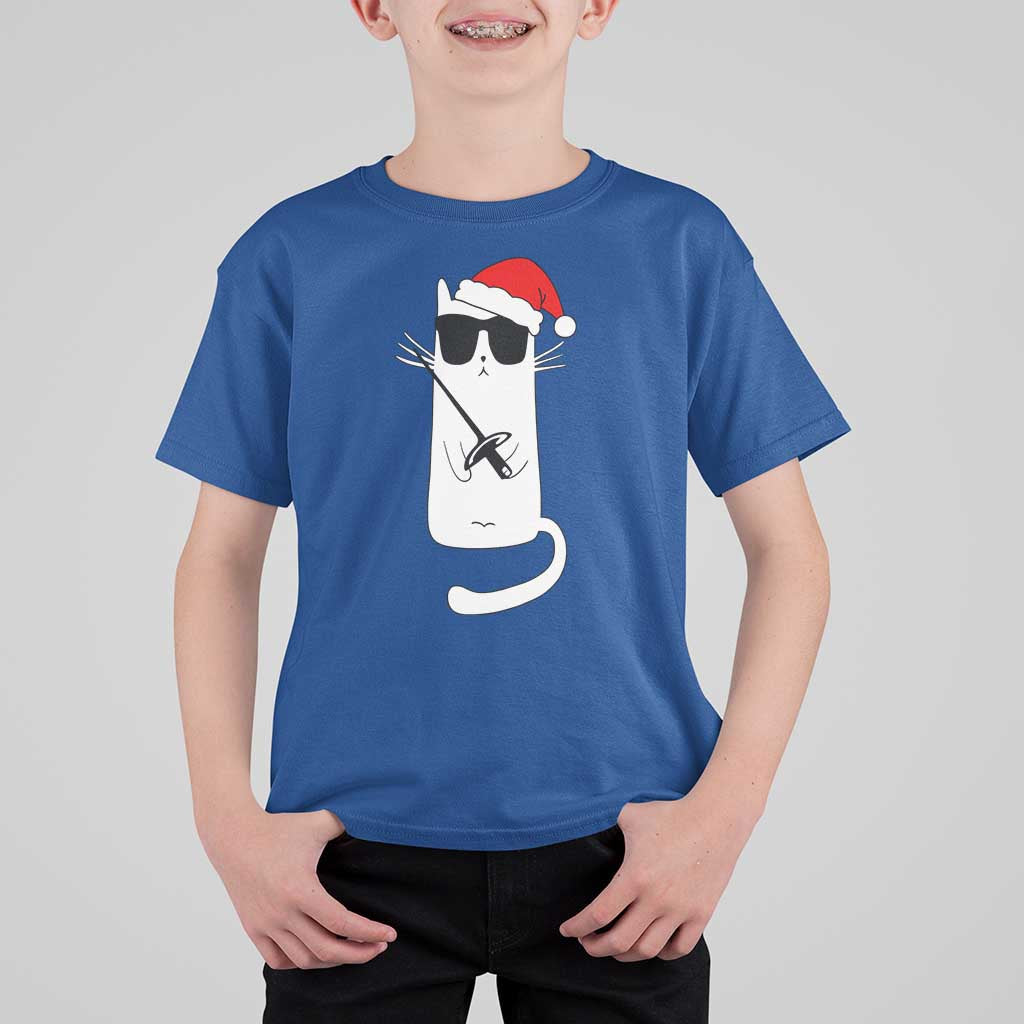 Funny Cat Fencing Christmas T Shirt For Kid Cute Kitty Lover - Wonder Print Shop