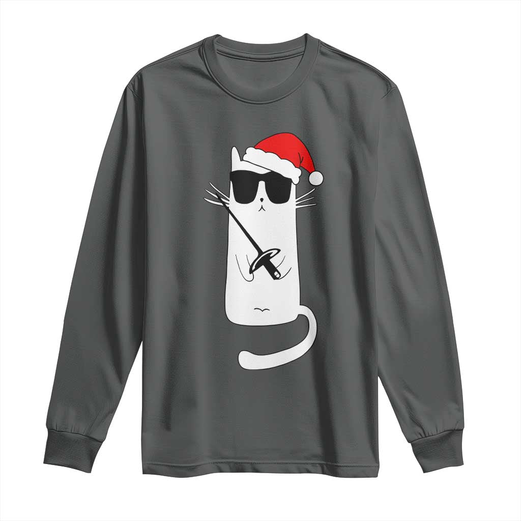 Funny Cat Fencing Christmas Long Sleeve Shirt Cute Kitty Lover - Wonder Print Shop