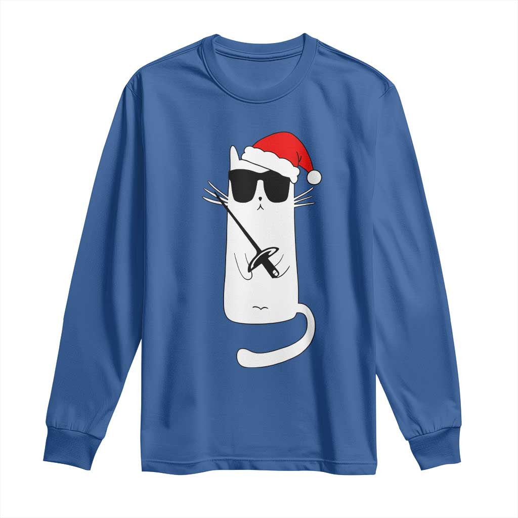 Funny Cat Fencing Christmas Long Sleeve Shirt Cute Kitty Lover - Wonder Print Shop