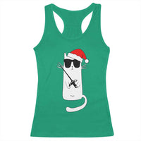 Funny Cat Fencing Christmas Racerback Tank Top Cute Kitty Lover - Wonder Print Shop
