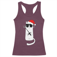Funny Cat Fencing Christmas Racerback Tank Top Cute Kitty Lover - Wonder Print Shop