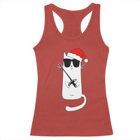 Funny Cat Fencing Christmas Racerback Tank Top Cute Kitty Lover - Wonder Print Shop