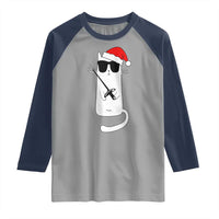 Funny Cat Fencing Christmas Raglan Shirt Cute Kitty Lover - Wonder Print Shop