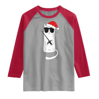 Funny Cat Fencing Christmas Raglan Shirt Cute Kitty Lover - Wonder Print Shop