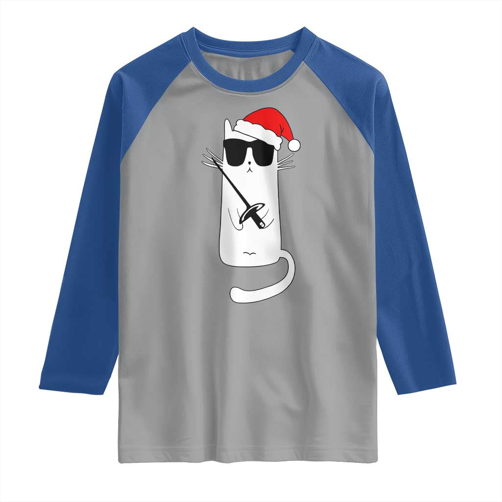 Funny Cat Fencing Christmas Raglan Shirt Cute Kitty Lover - Wonder Print Shop