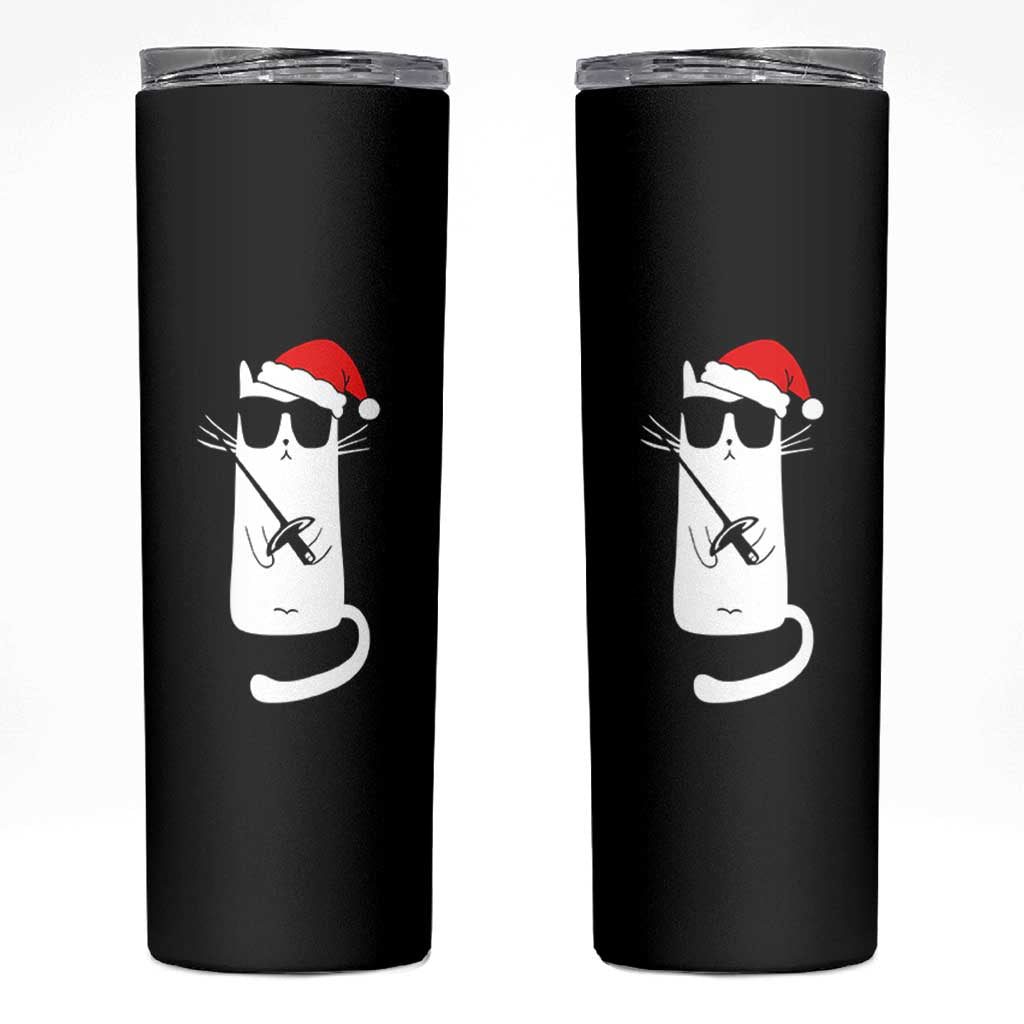 Funny Cat Fencing Christmas Skinny Tumbler Cute Kitty Lover - Wonder Print Shop