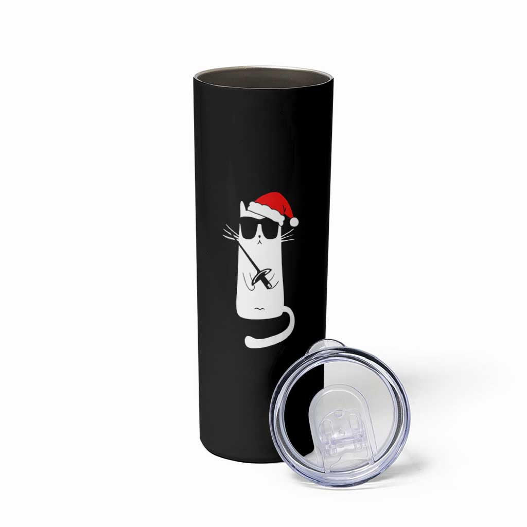Funny Cat Fencing Christmas Skinny Tumbler Cute Kitty Lover - Wonder Print Shop