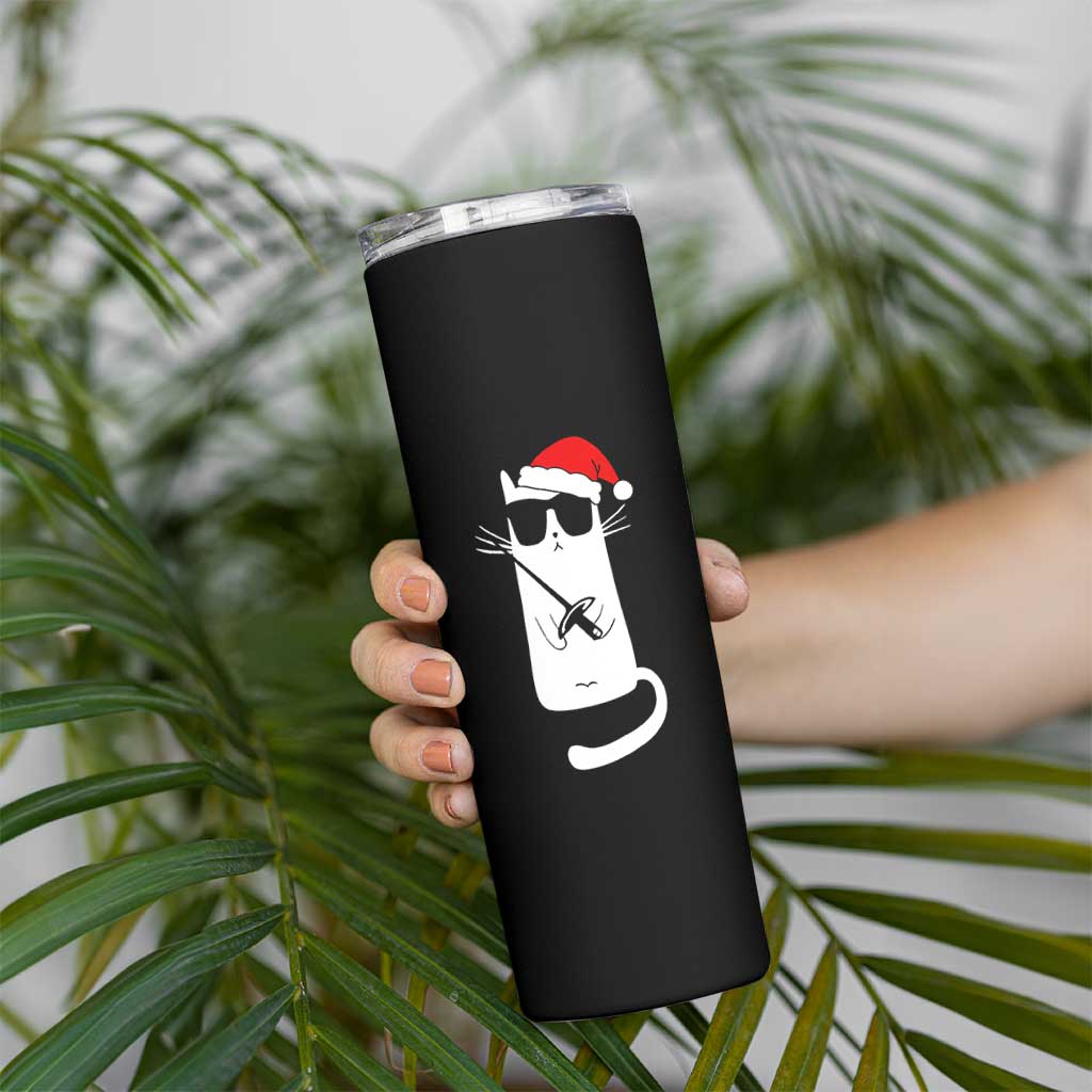 Funny Cat Fencing Christmas Skinny Tumbler Cute Kitty Lover - Wonder Print Shop
