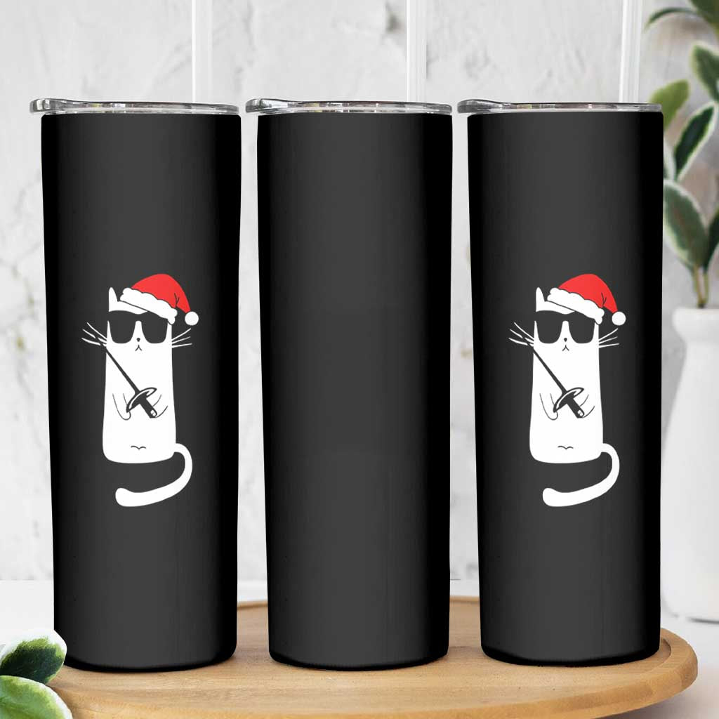 Funny Cat Fencing Christmas Skinny Tumbler Cute Kitty Lover - Wonder Print Shop