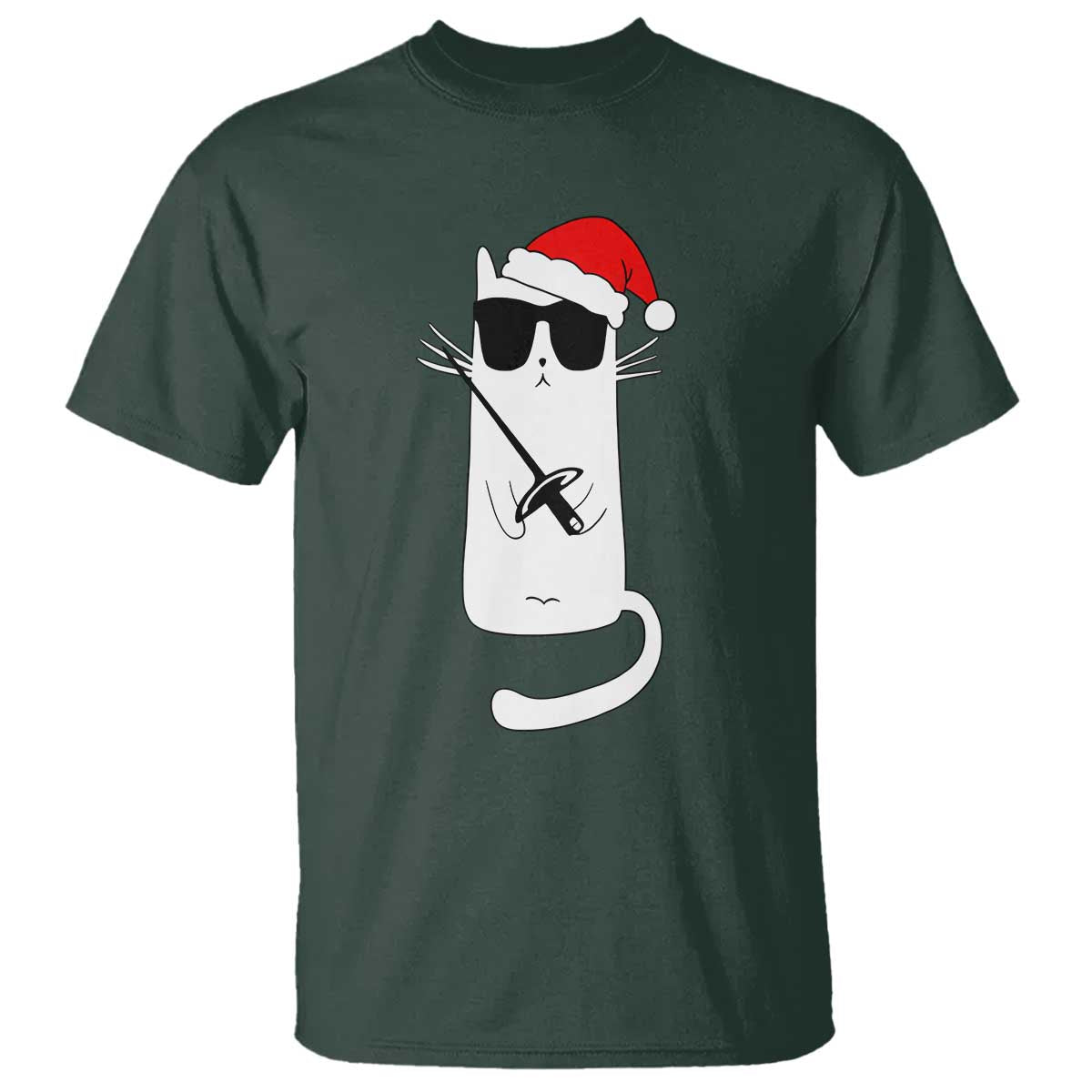 Funny Cat Fencing Christmas T Shirt Cute Kitty Lover - Wonder Print Shop