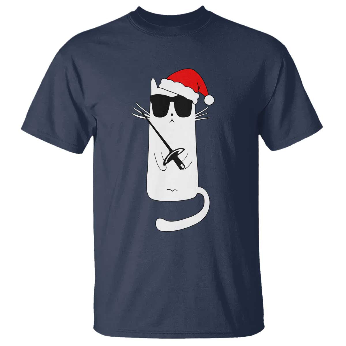 Funny Cat Fencing Christmas T Shirt Cute Kitty Lover - Wonder Print Shop
