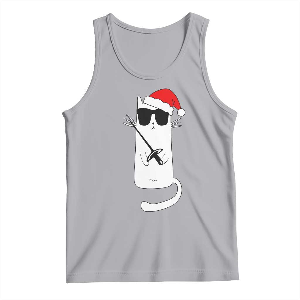 Funny Cat Fencing Christmas Tank Top Cute Kitty Lover - Wonder Print Shop