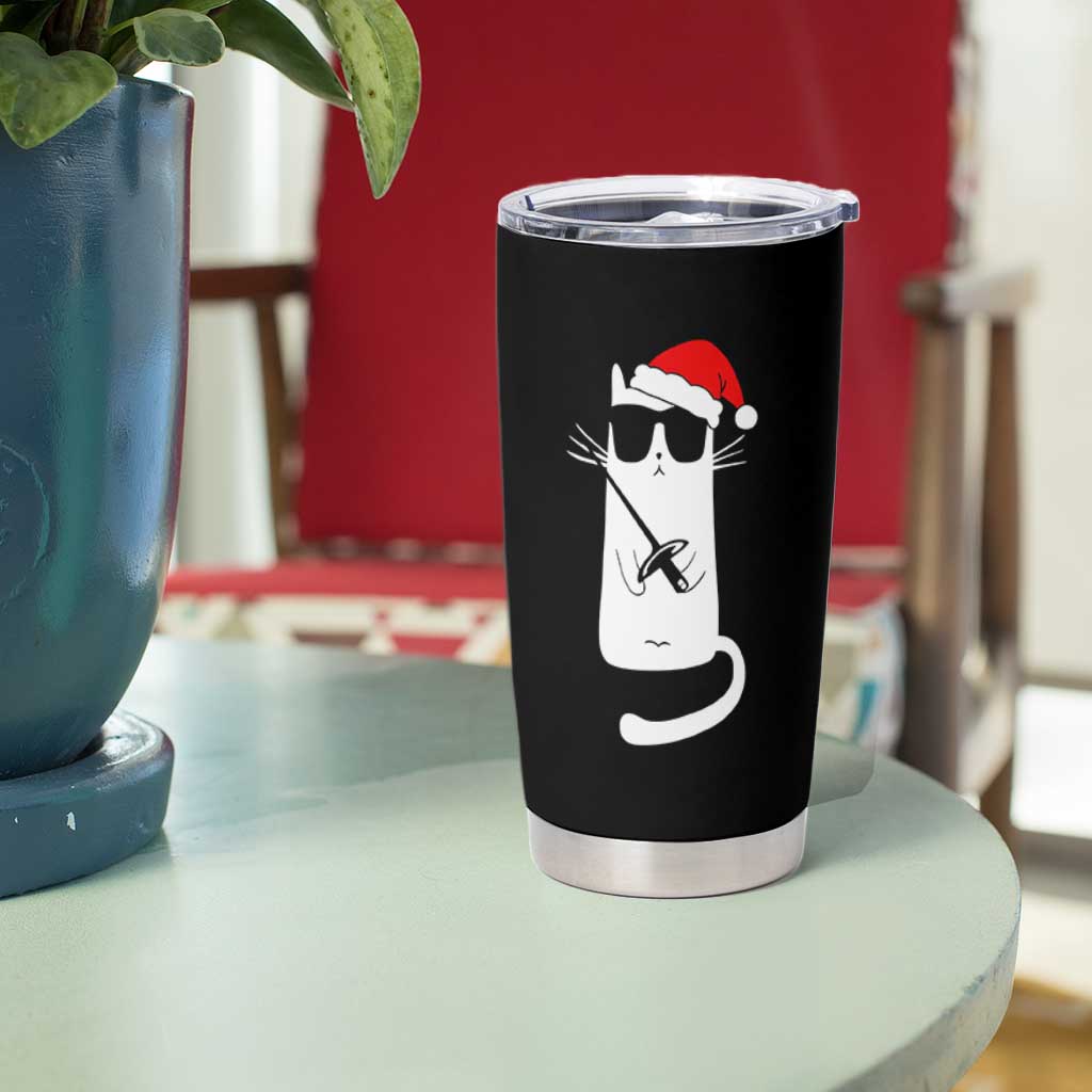Funny Cat Fencing Christmas Tumbler Cup Cute Kitty Lover - Wonder Print Shop