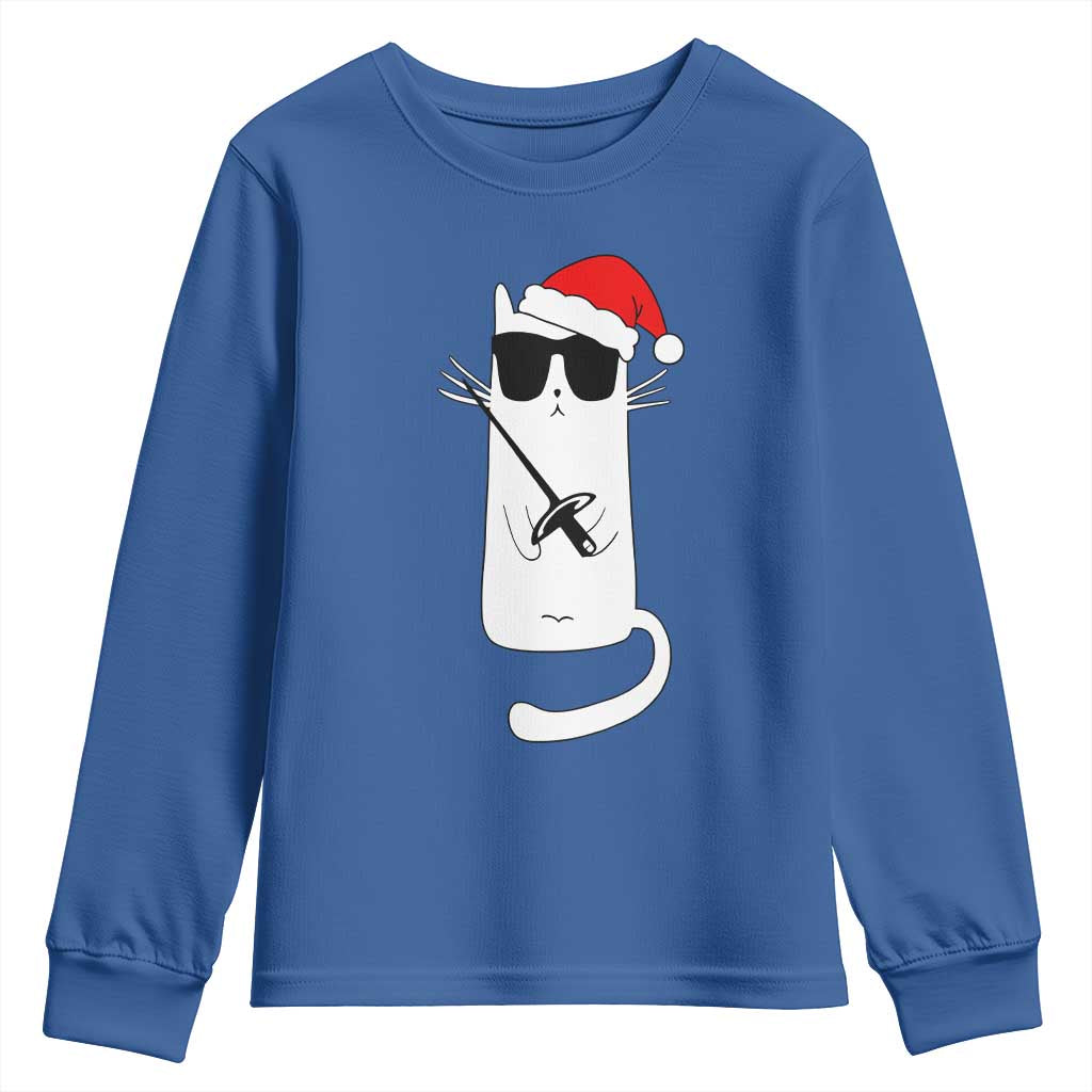 Funny Cat Fencing Christmas Youth Sweatshirt Cute Kitty Lover - Wonder Print Shop