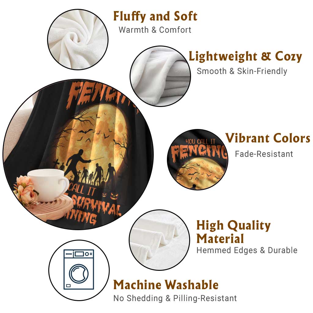 Funny Fencing Halloween Throw Blanket You Call It Fencing Zombie Survival - Wonder Print Shop