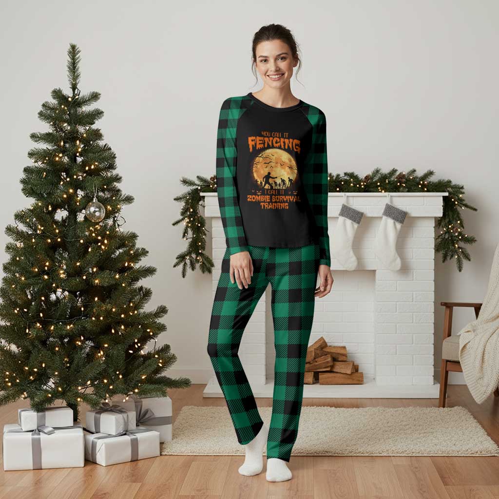 Funny Fencing Halloween Plaid Pajama Set You Call It Fencing Zombie Survival - Wonder Print Shop