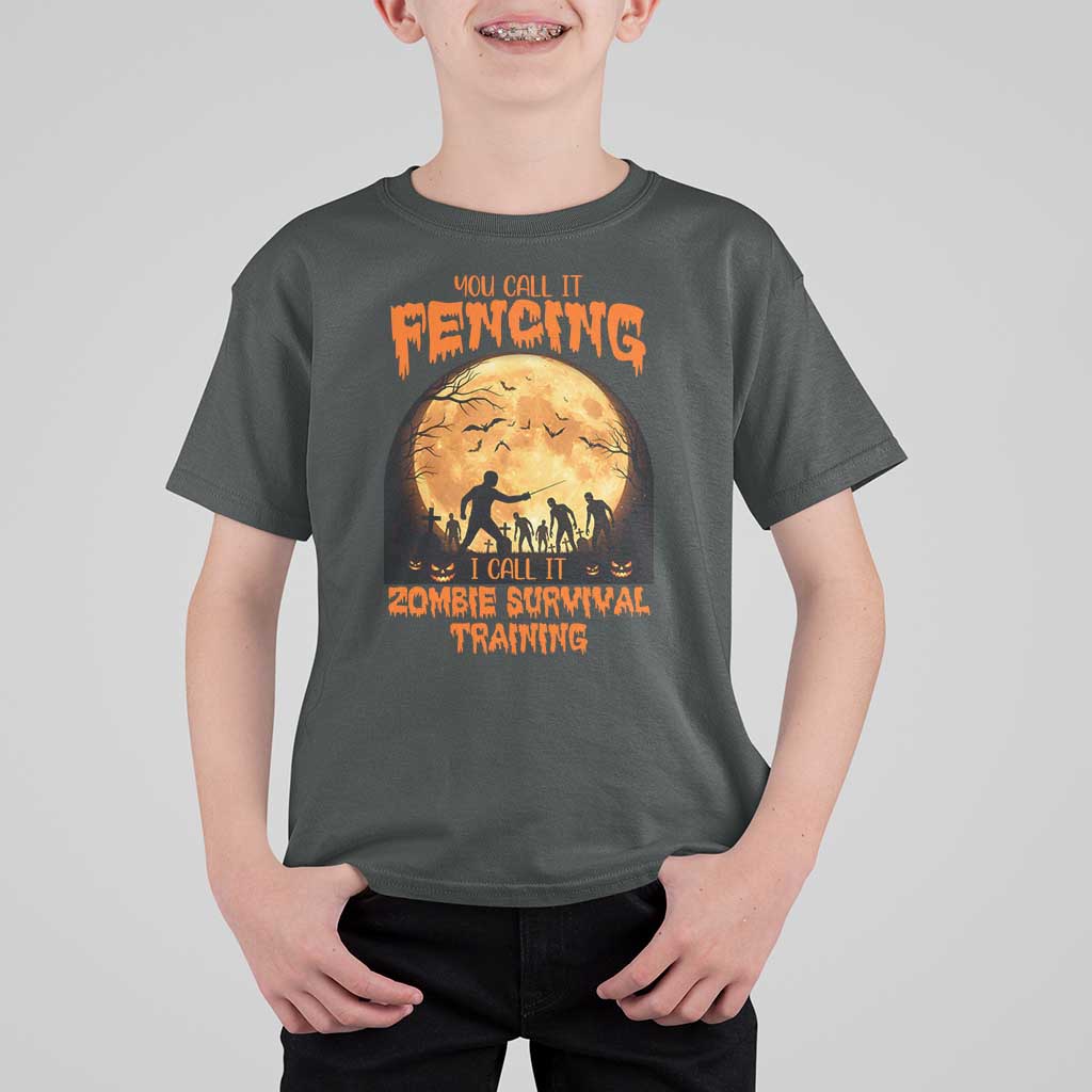 Funny Fencing Halloween T Shirt For Kid You Call It Fencing Zombie Survival - Wonder Print Shop