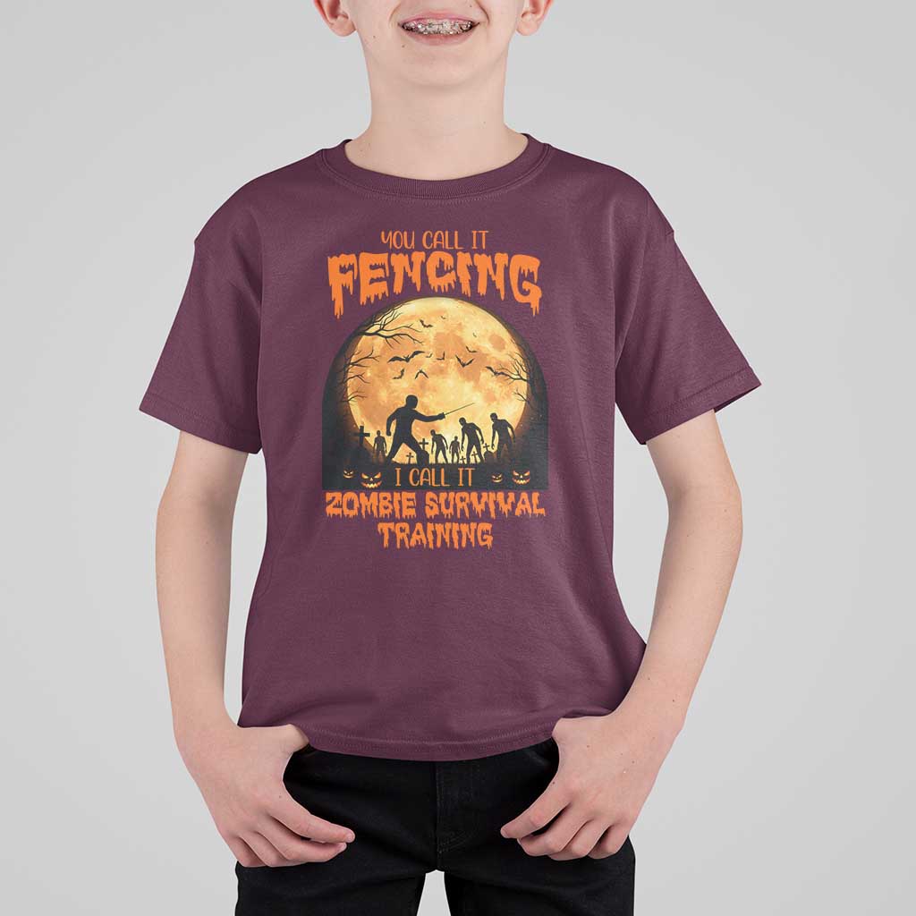 Funny Fencing Halloween T Shirt For Kid You Call It Fencing Zombie Survival - Wonder Print Shop