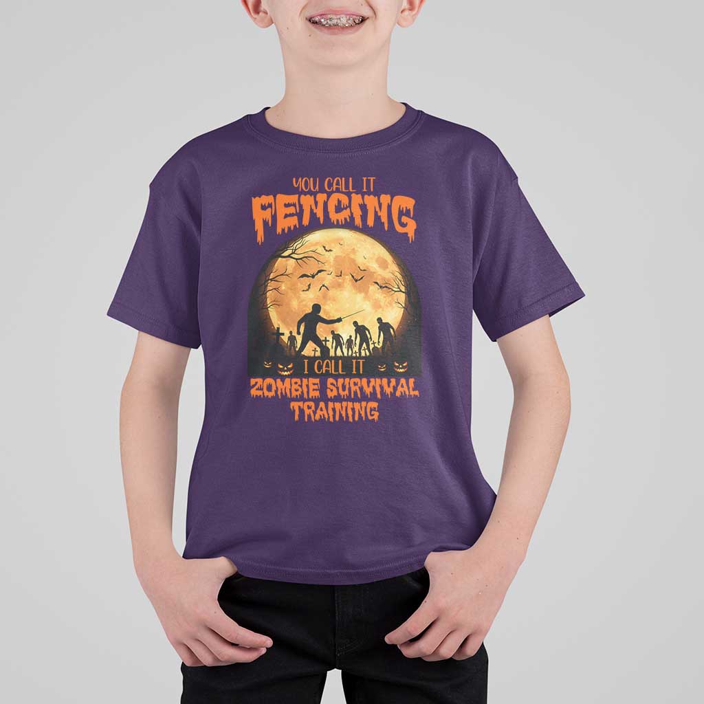 Funny Fencing Halloween T Shirt For Kid You Call It Fencing Zombie Survival - Wonder Print Shop