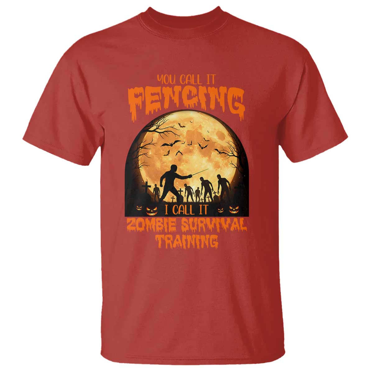 Funny Fencing Halloween T Shirt You Call It Fencing Zombie Survival - Wonder Print Shop
