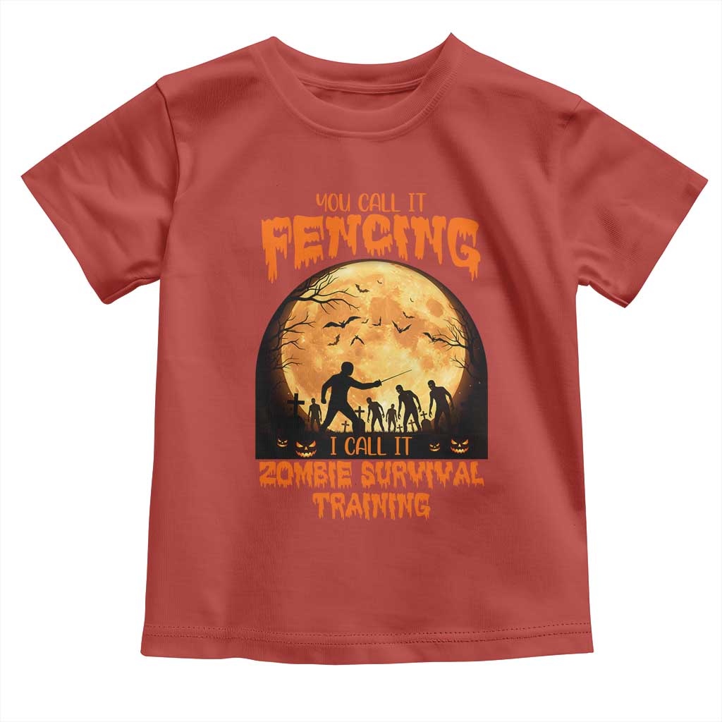 Funny Fencing Halloween Toddler T Shirt You Call It Fencing Zombie Survival - Wonder Print Shop