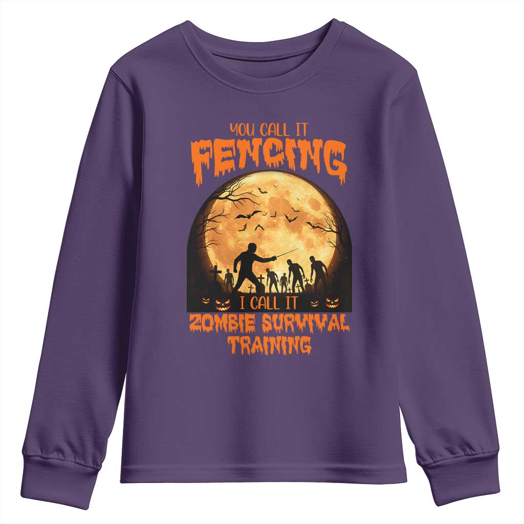 Funny Fencing Halloween Youth Sweatshirt You Call It Fencing Zombie Survival - Wonder Print Shop