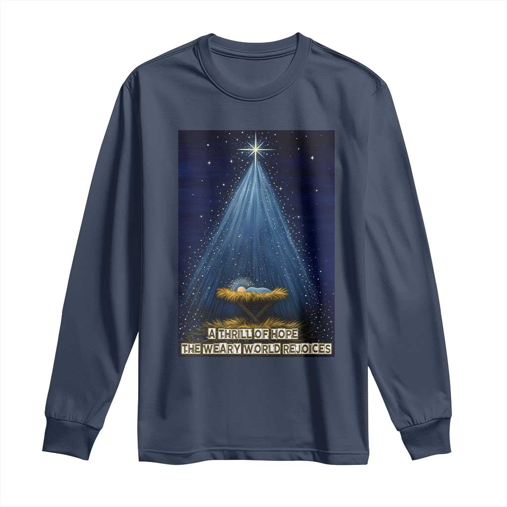 Nativity Scene Christmas Long Sleeve Shirt Biible Baby Jesus Christian - Wonder Print Shop
