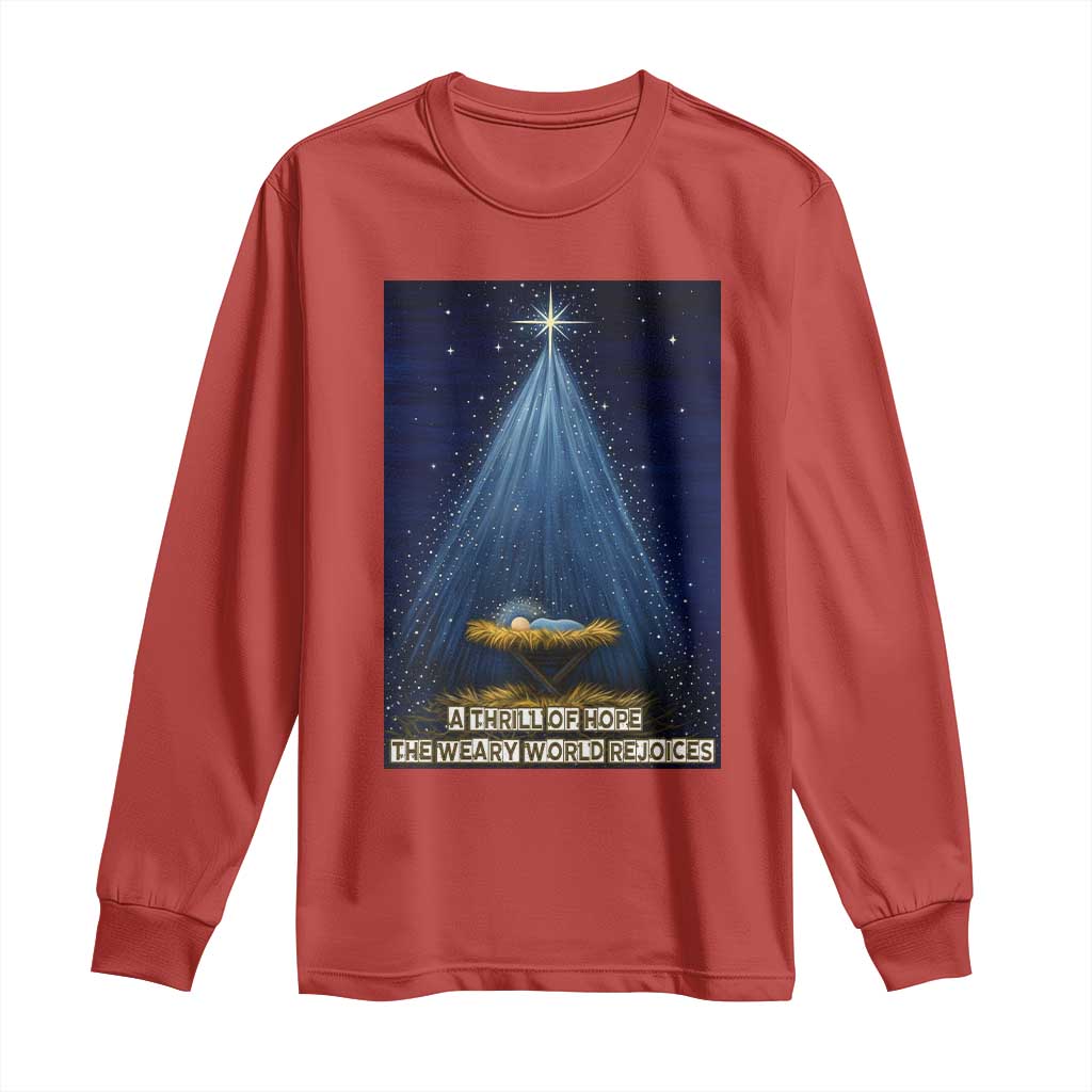 Nativity Scene Christmas Long Sleeve Shirt Biible Baby Jesus Christian - Wonder Print Shop