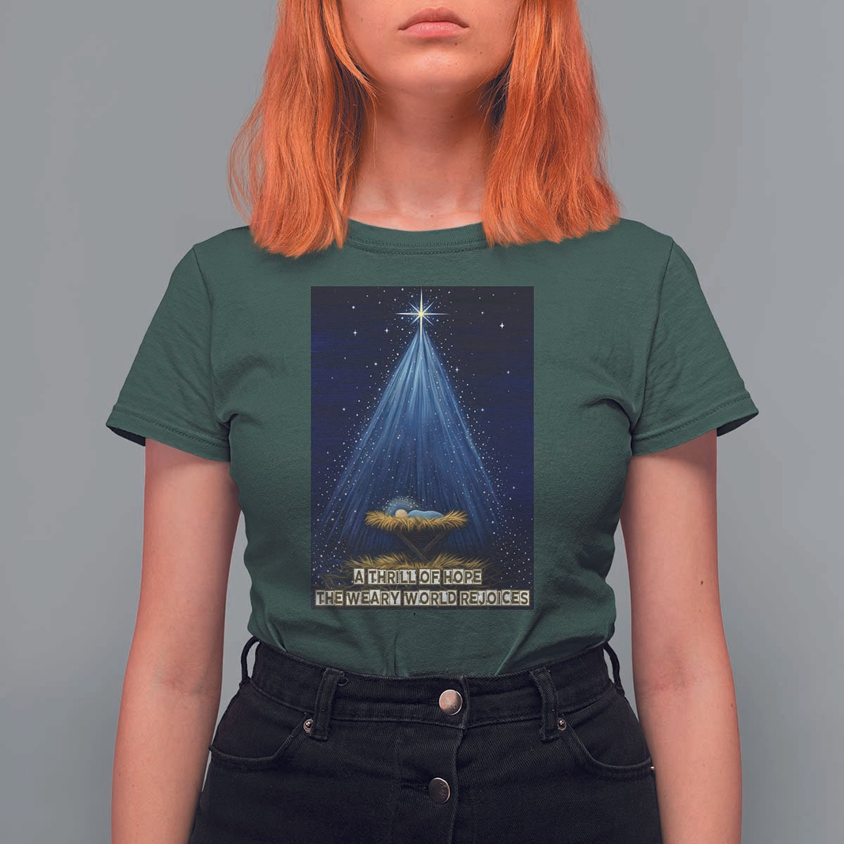 Nativity Scene Christmas T Shirt For Women Biible Baby Jesus Christian - Wonder Print Shop