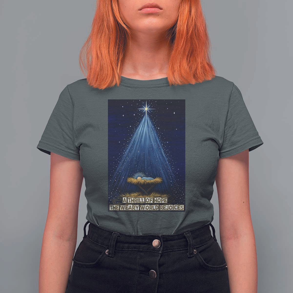 Nativity Scene Christmas T Shirt For Women Biible Baby Jesus Christian - Wonder Print Shop