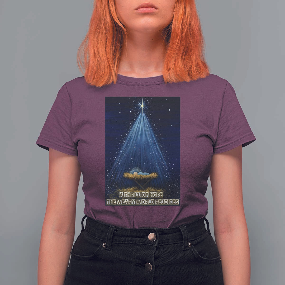 Nativity Scene Christmas T Shirt For Women Biible Baby Jesus Christian - Wonder Print Shop