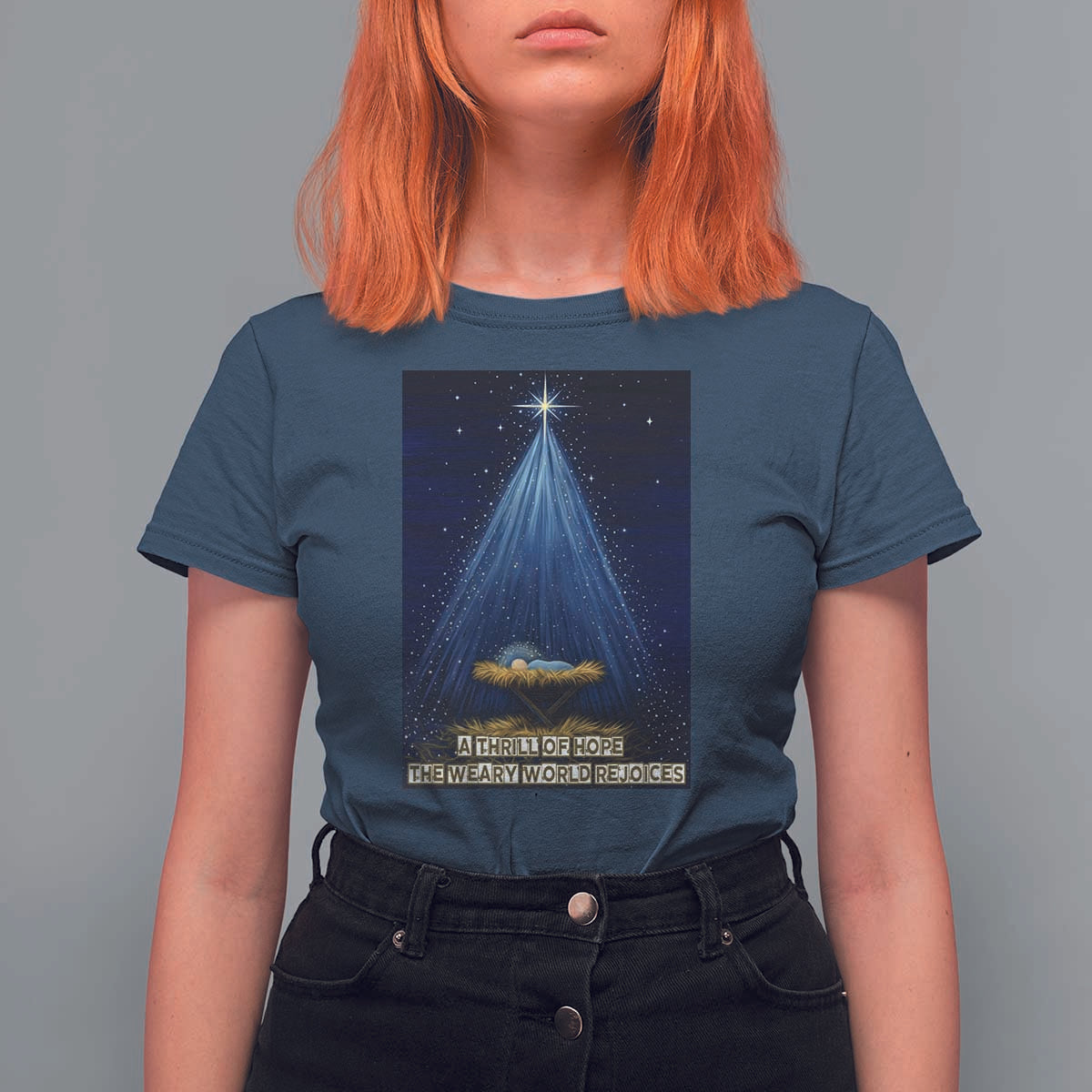 Nativity Scene Christmas T Shirt For Women Biible Baby Jesus Christian - Wonder Print Shop