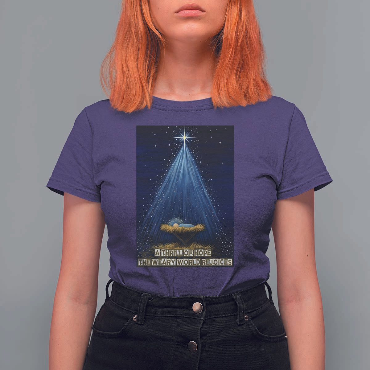 Nativity Scene Christmas T Shirt For Women Biible Baby Jesus Christian - Wonder Print Shop