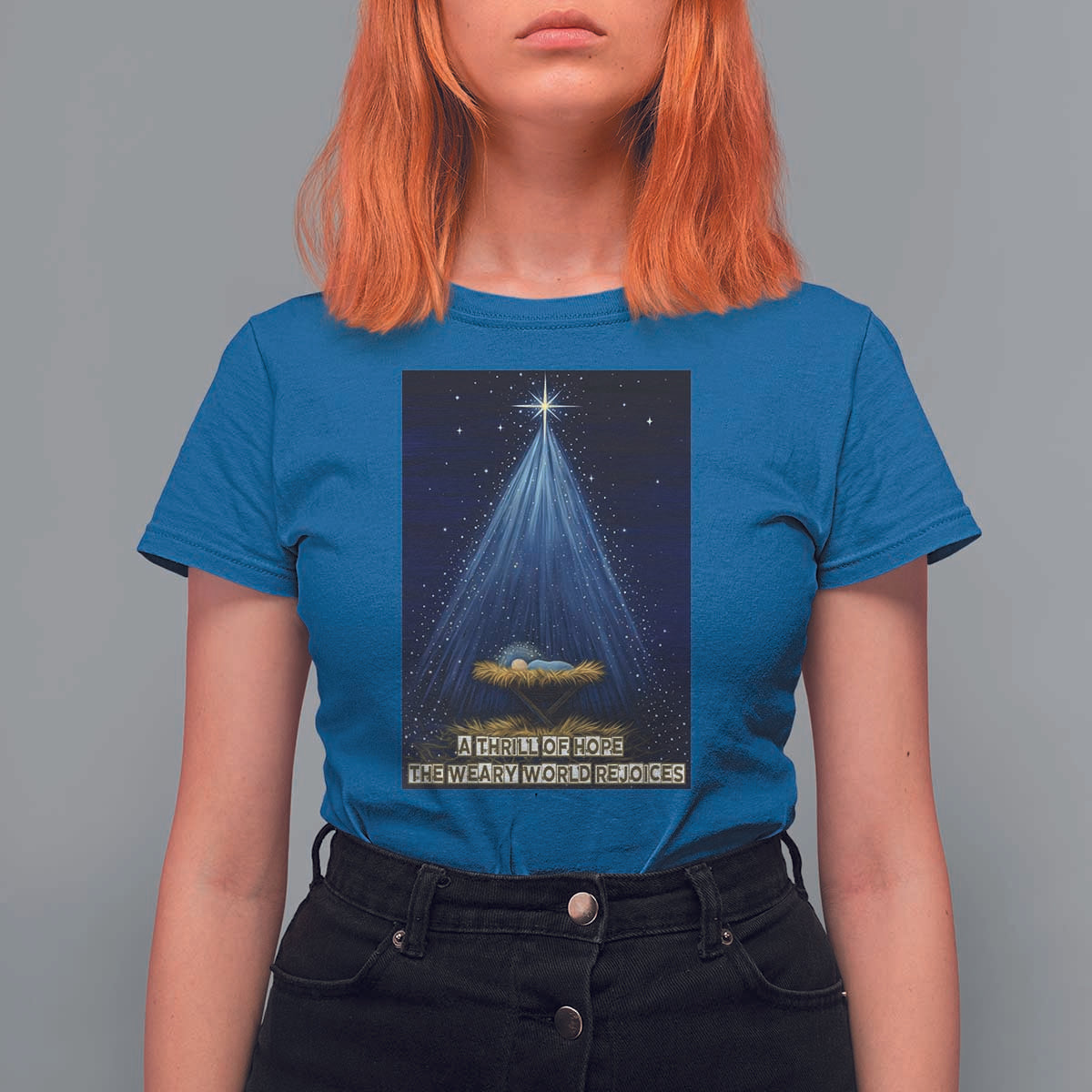 Nativity Scene Christmas T Shirt For Women Biible Baby Jesus Christian - Wonder Print Shop